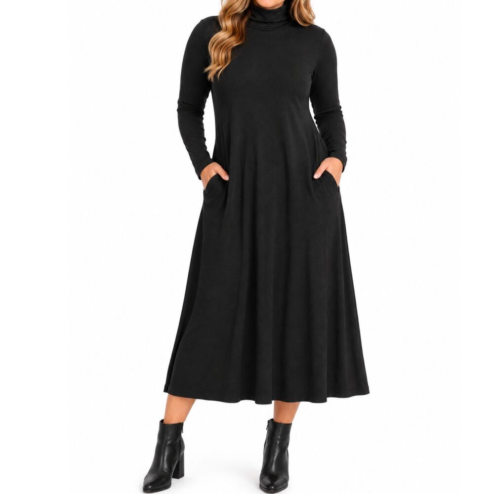 Gap Women’s Black Long Sleeve Turtleneck Knit Dress | Size Large